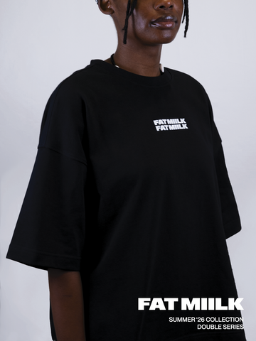 DOUBLE LOGO CROPPED TEE – BLACK