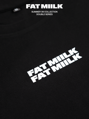 DOUBLE LOGO CROPPED TEE – BLACK