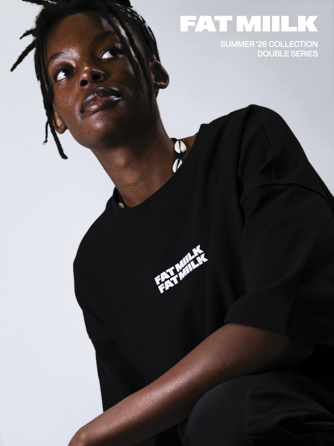 DOUBLE LOGO CROPPED TEE – BLACK