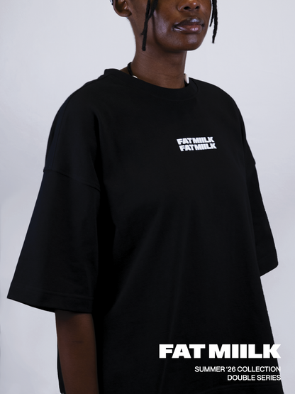 DOUBLE LOGO CROPPED TEE – BLACK