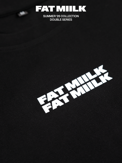 DOUBLE LOGO CROPPED TEE – BLACK