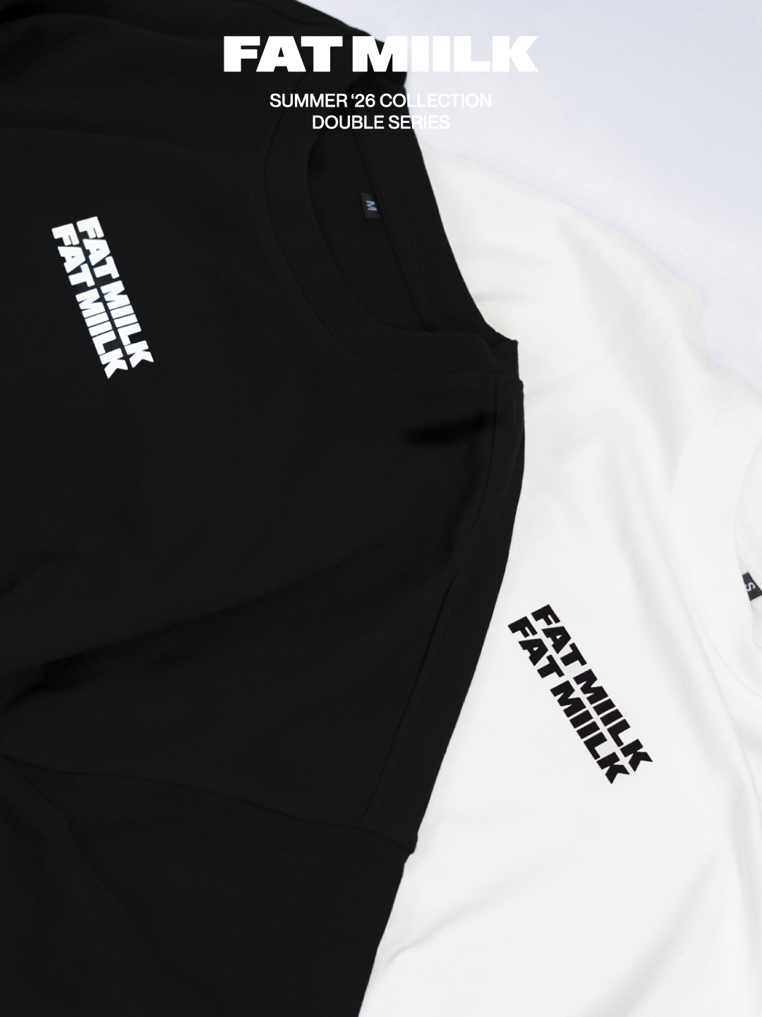 DOUBLE LOGO CROPPED TEE – BLACK
