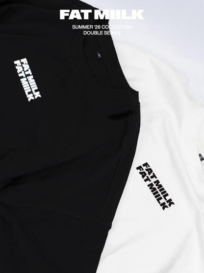 DOUBLE LOGO CROPPED TEE – BLACK