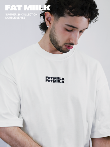 DOUBLE LOGO CROPPED TEE – WHITE