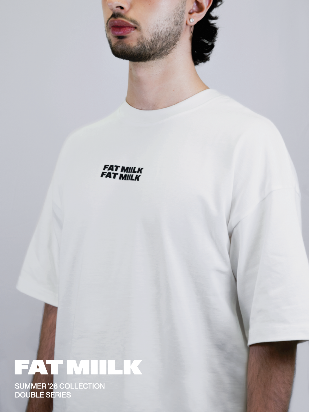 DOUBLE LOGO CROPPED TEE – WHITE