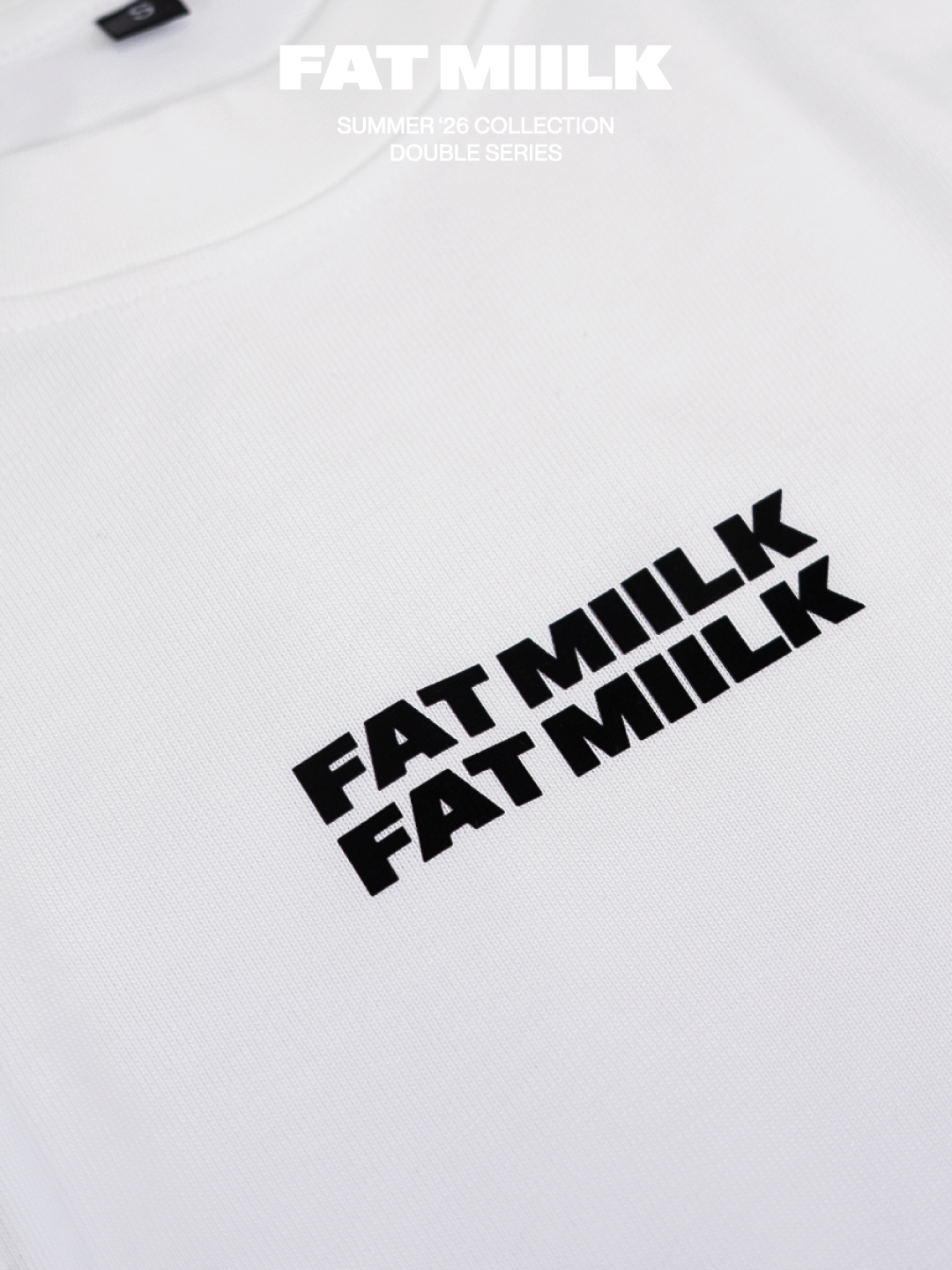 DOUBLE LOGO CROPPED TEE – WHITE
