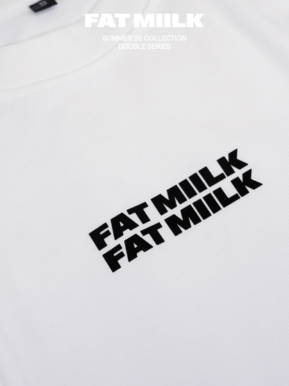 DOUBLE LOGO CROPPED TEE – WHITE