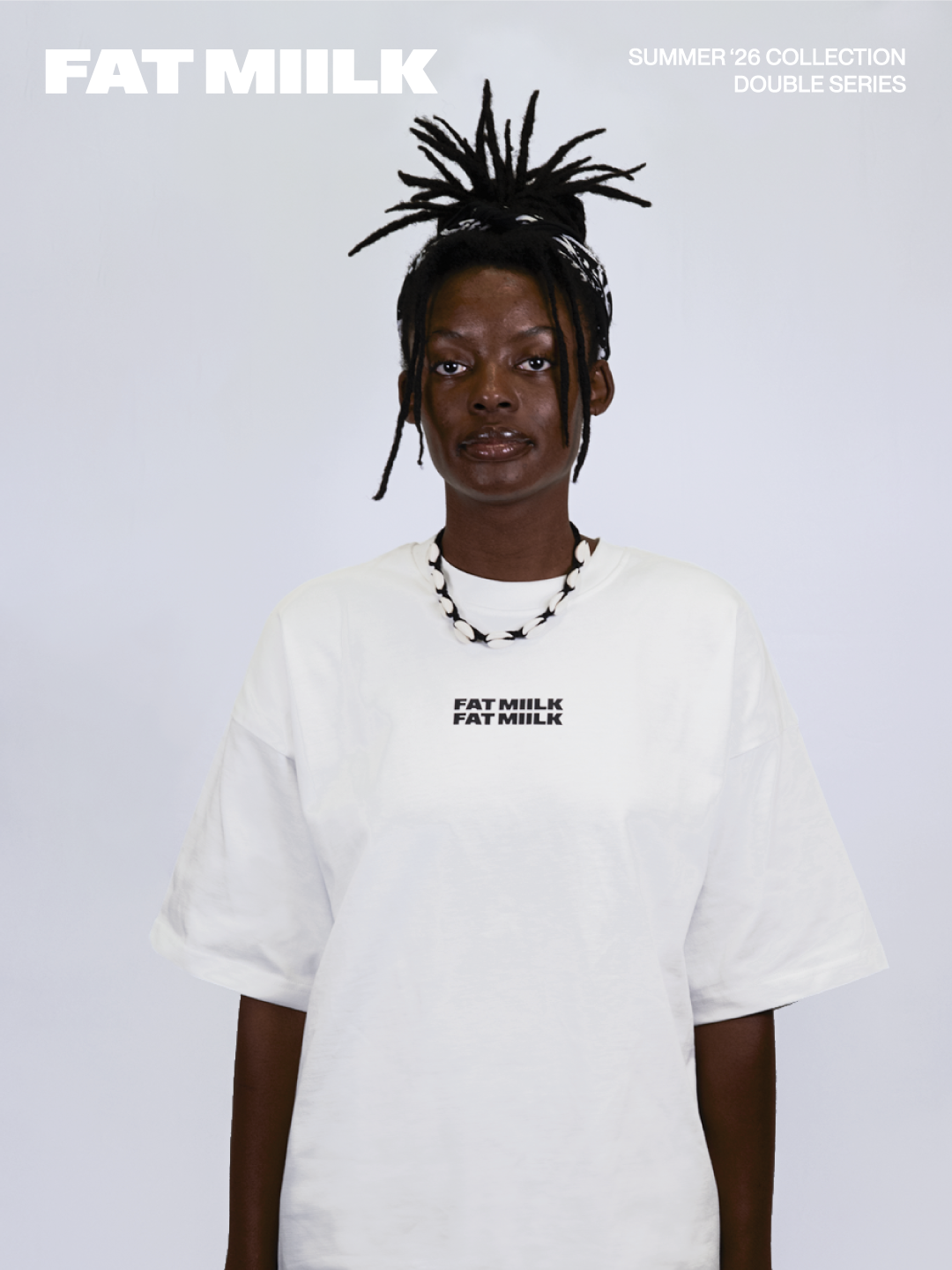 DOUBLE LOGO CROPPED TEE – WHITE